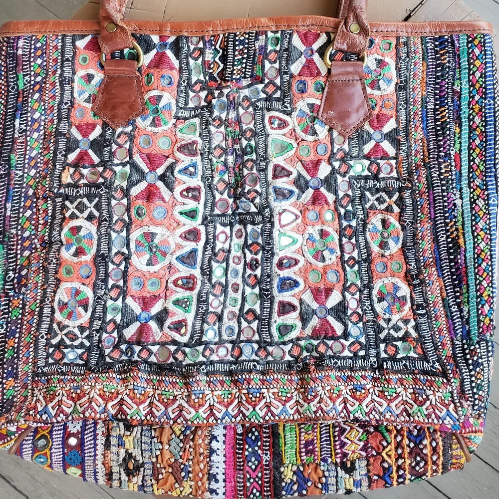 Artisan Banjara zari Boho Embroidered bag Handmade Patchwork Repurposed